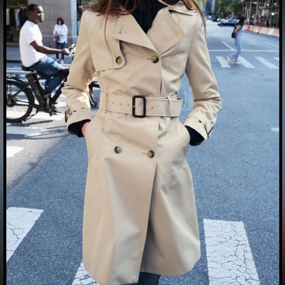 LAST CHANCE Zara 2025 Classic Beige Double-Breasted Belted Trench Coat NWT